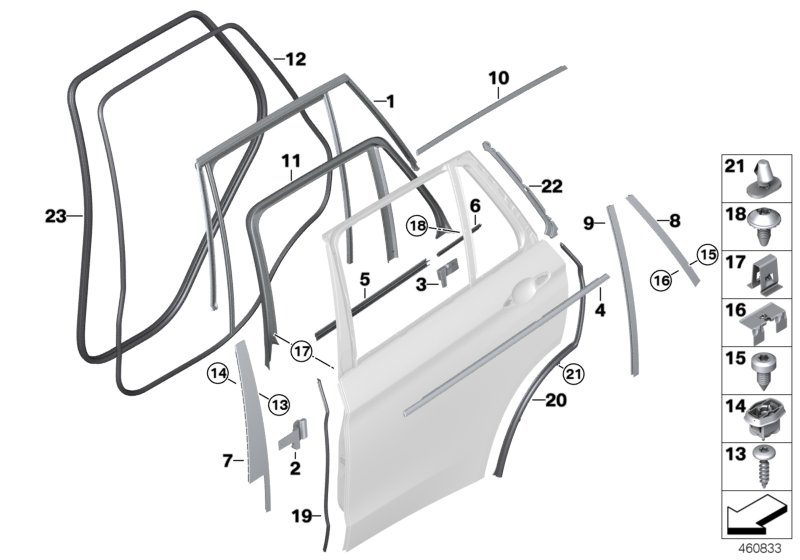 Cover, Window Frame, Door Rear Right
