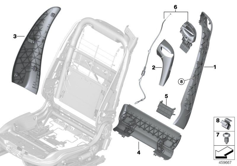 Trim, Backrest, Inner Right