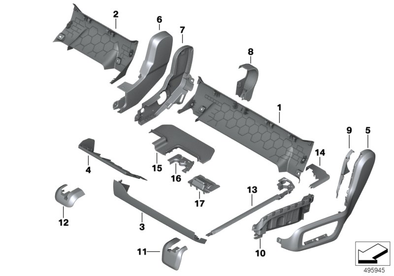 Trim, Seat Rail, Front Left